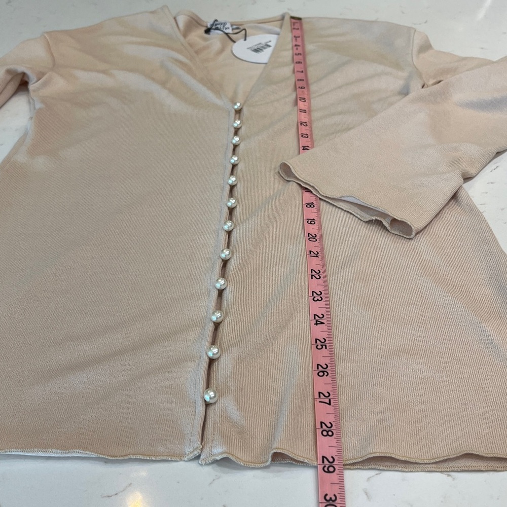 Princess Polly Macy Cardigan Beige Pearl Button Front Size 6 NWT - Picture 10 of 10